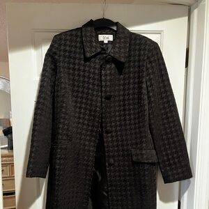 Le Suit Dark Houndstooth Trench Coat